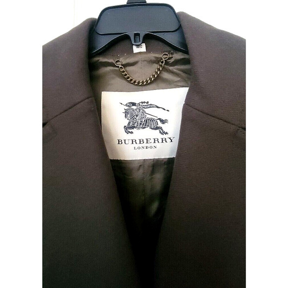 Burberry London Brown Wool Wide Collar Double Breasted Pea Women Coat US 6 - Picture 6 of 13